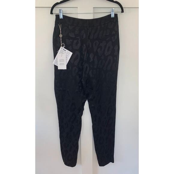 Anine Bing Leopard Pants Animal Print Black Size 36 Straight Leg Pockets Gothic - Picture 2 of 5